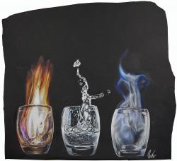 painting of three glasses