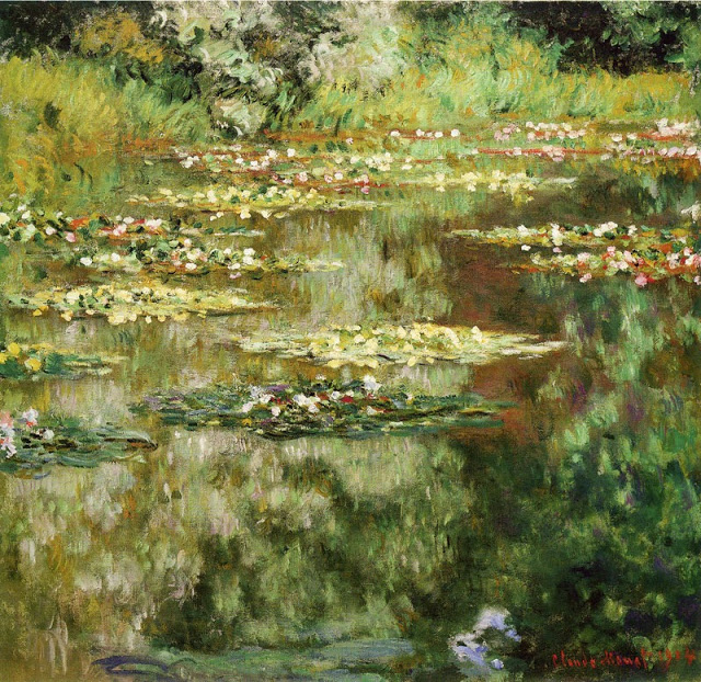 watercolor painting of lily pond