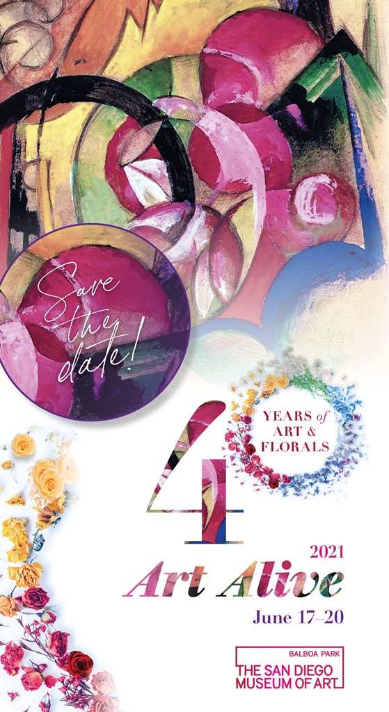 Art Alive 2021 at The San Diego Museum of Art -- 40 years of art and florals save the date