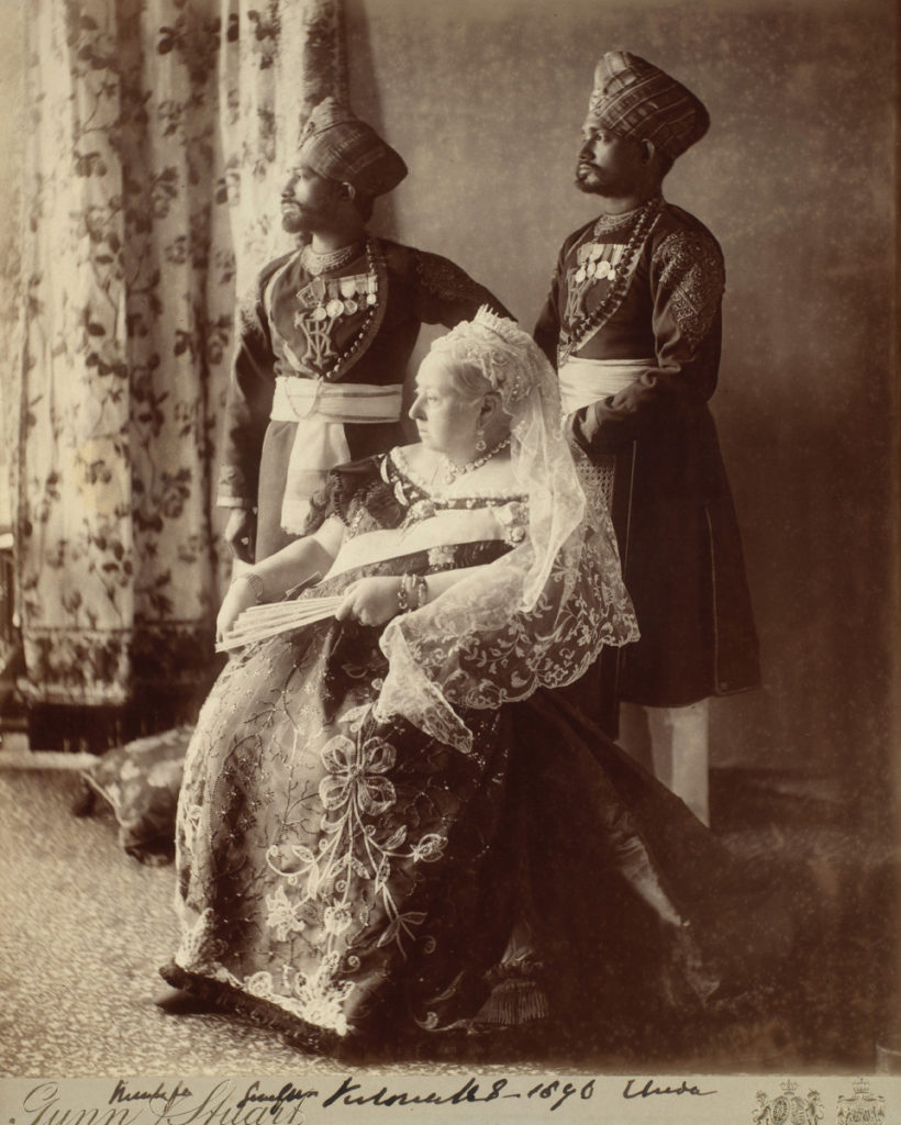 Queen Victoria (1819-1901) with her Indian attendants, Mustafa and Chidda
