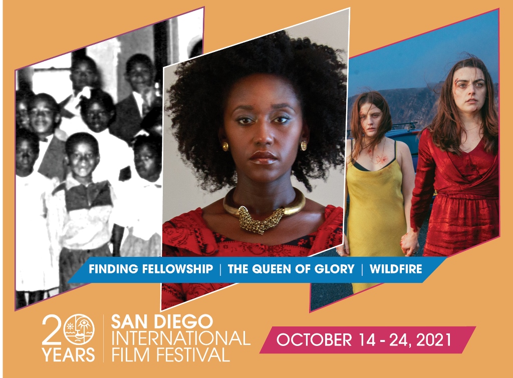 Promo image of San Diego International Film Festival selections Finding Fellowship, Queen of Glory, and Wildfire