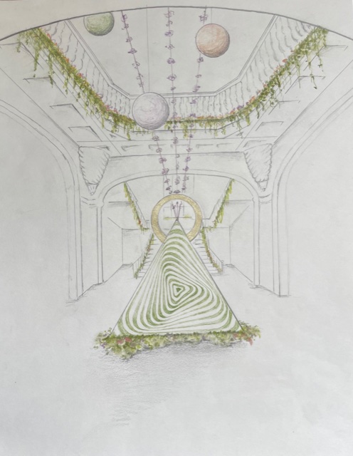 Art Alive Rotunda Designer Britton Neubacher's sketch of the Art Alive 2022 floral installation.