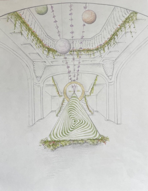 Art Alive Rotunda Designer Britton Neubacher's sketch of the Art Alive 2022 floral installation.