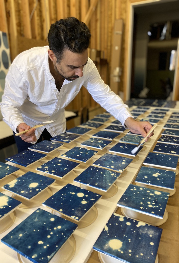 Artist Ala Ebtekar in his studio