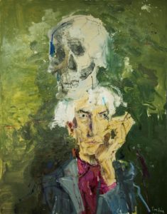 Painting of Andy Warhol with Skull by Hui Tian