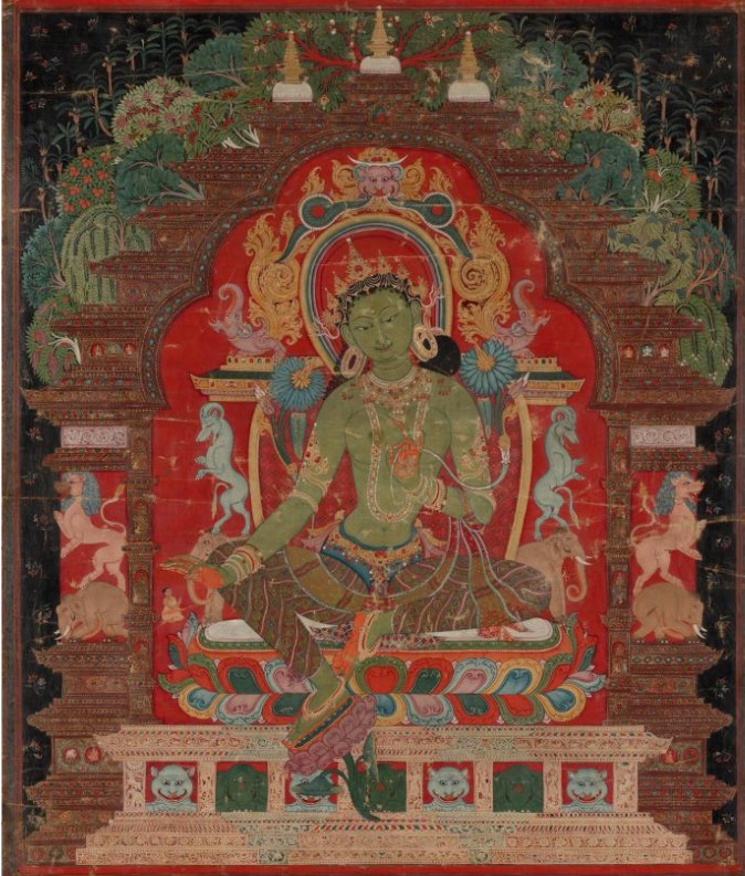 Green Tara thangka at Cleveland Museum of Art