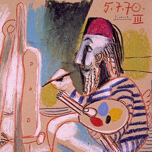 Painter detail from Picasso Pastel and Crayon Drawing