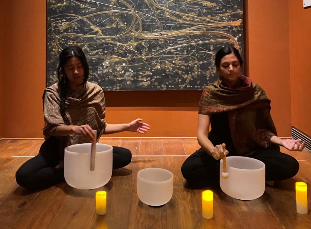 Sound healing in art museum gallery