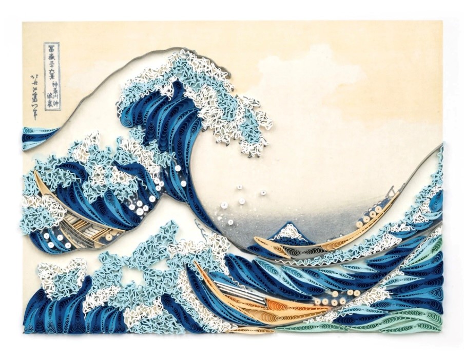 Framed Quilled Masterpiece - Hokusai's Great Wave - Image 4