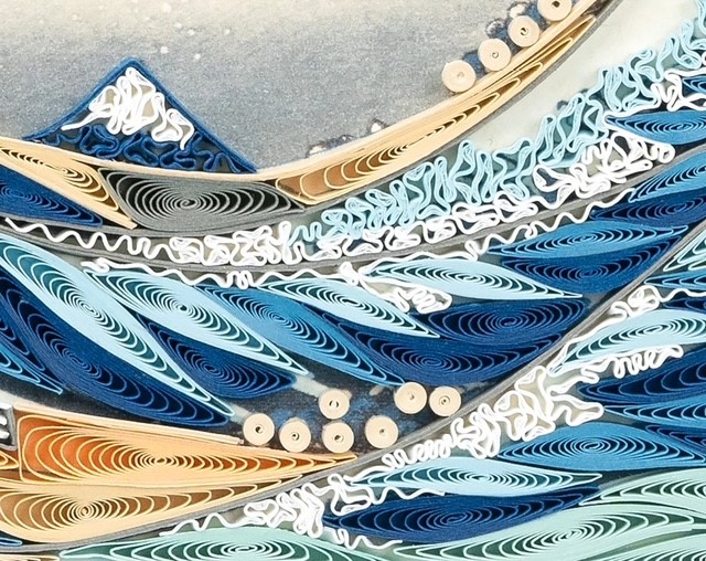 Framed Quilled Masterpiece - Hokusai's Great Wave - Image 3