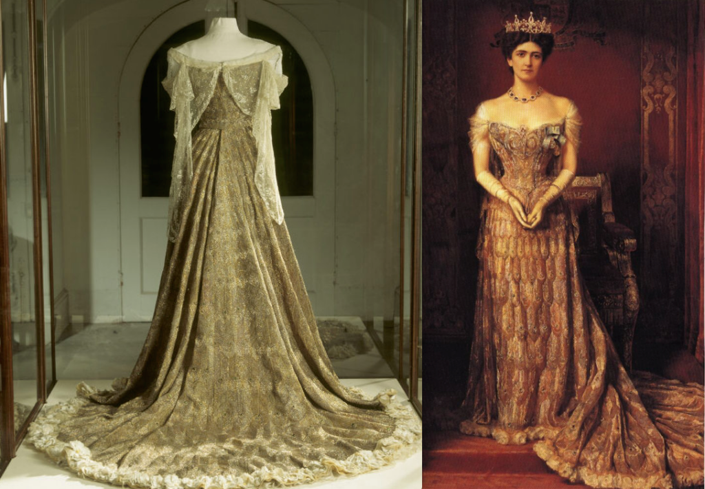 The Peacock Dress and a painting of Mary Victoria Leiter, Lady Curzon, by William Logsdail