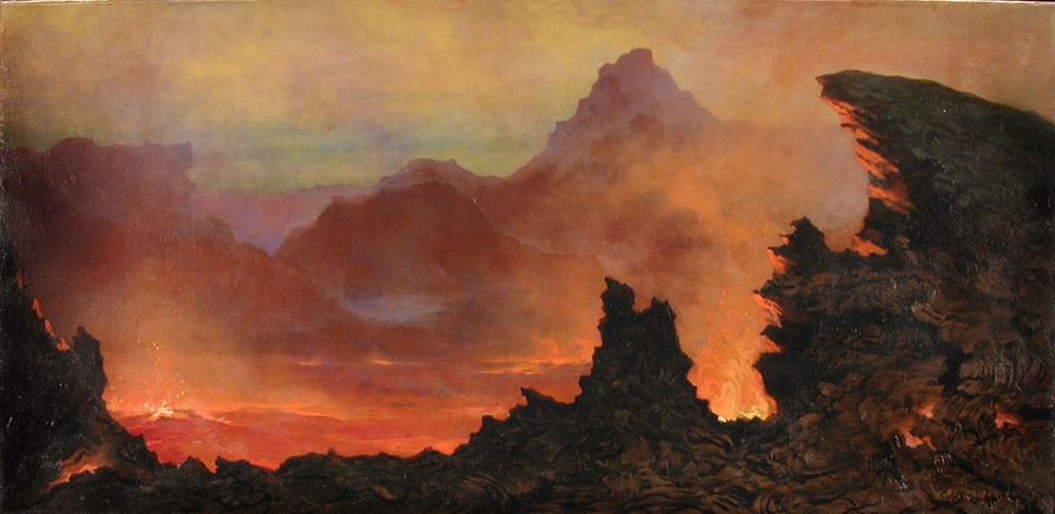 Colorful painting of volcano vent