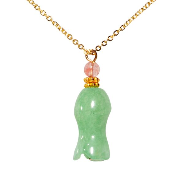 Carved Green Jade Lotus Flower Pendant