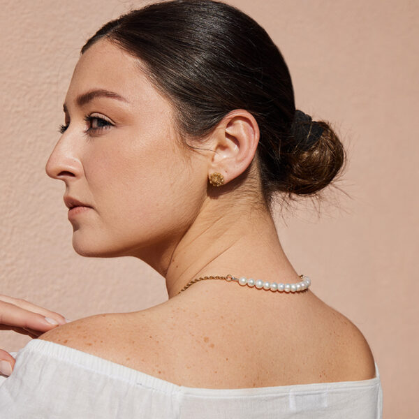 Filigree Coral Cosmos with Pearls Necklace - Image 4