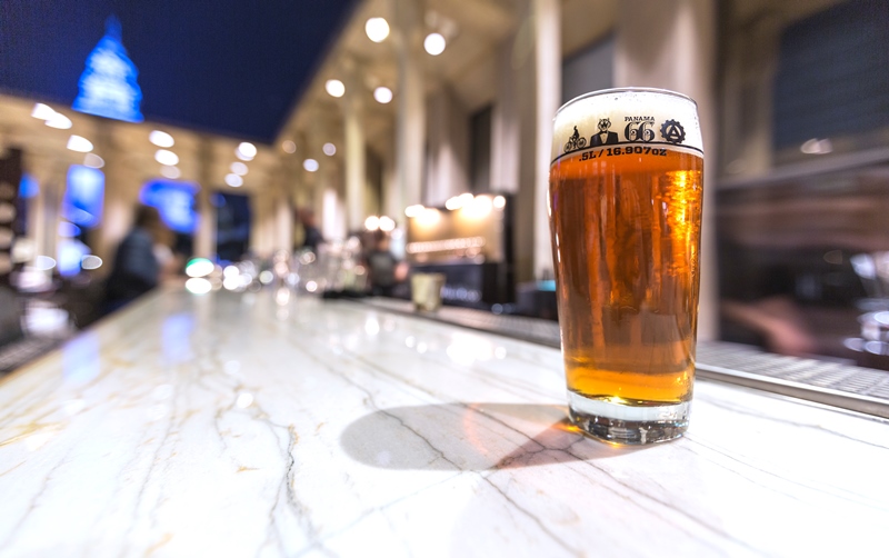 Beer at Panama 66 restaurant in The San Diego Museum of Art sculpture court