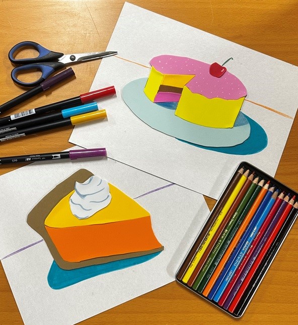 Art project inspired by Wayne Thiebaud desserts