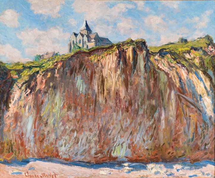 Monet painting of a house on a high cliff