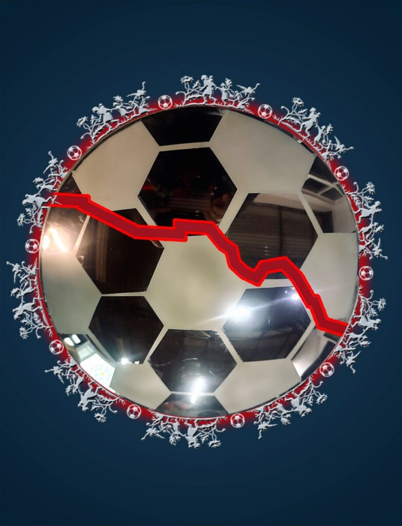 Betsabee Romero soccer ball with border artwork