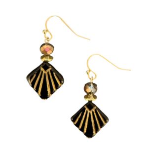 Art Deco Czech Glass Earrings w Crystal