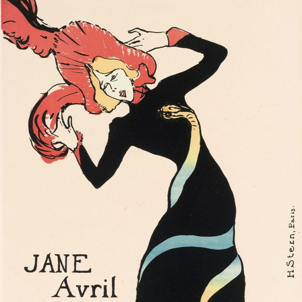 Jane Avril by Toulouse-Lautrec, detail