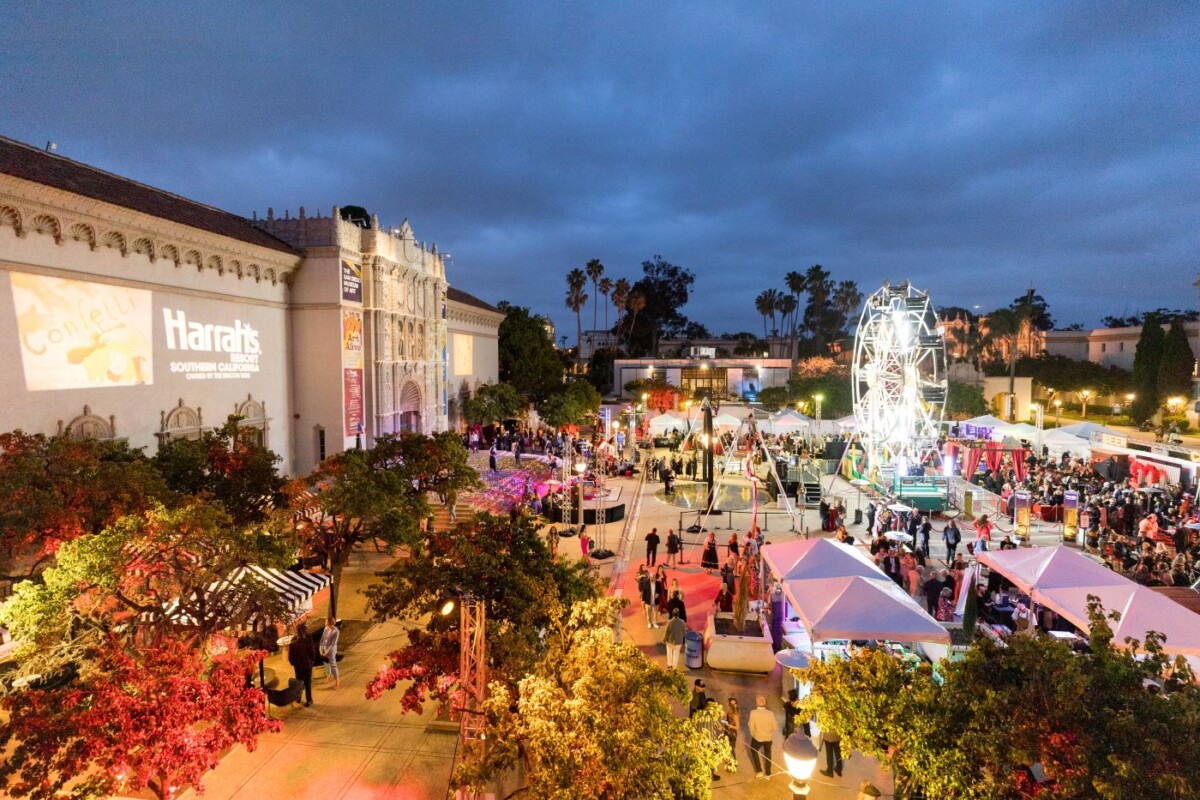 Art Alive Bloom Bash 2026 in the Balboa Park Plaza de Panama in front of The San Diego Museum of Art