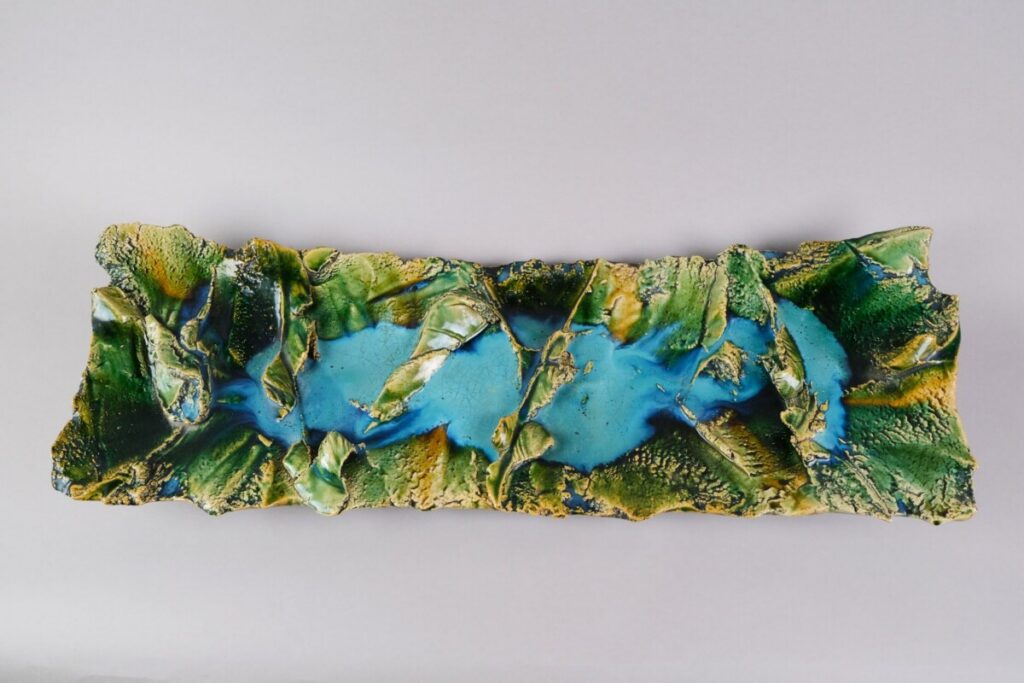Japanese ceramic in greens and turquoise