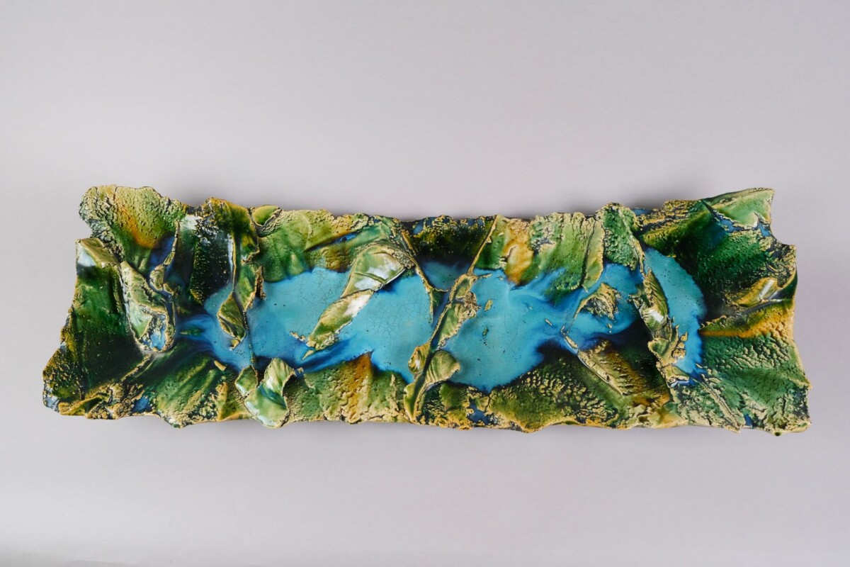 Japanese ceramic in greens and turquoise