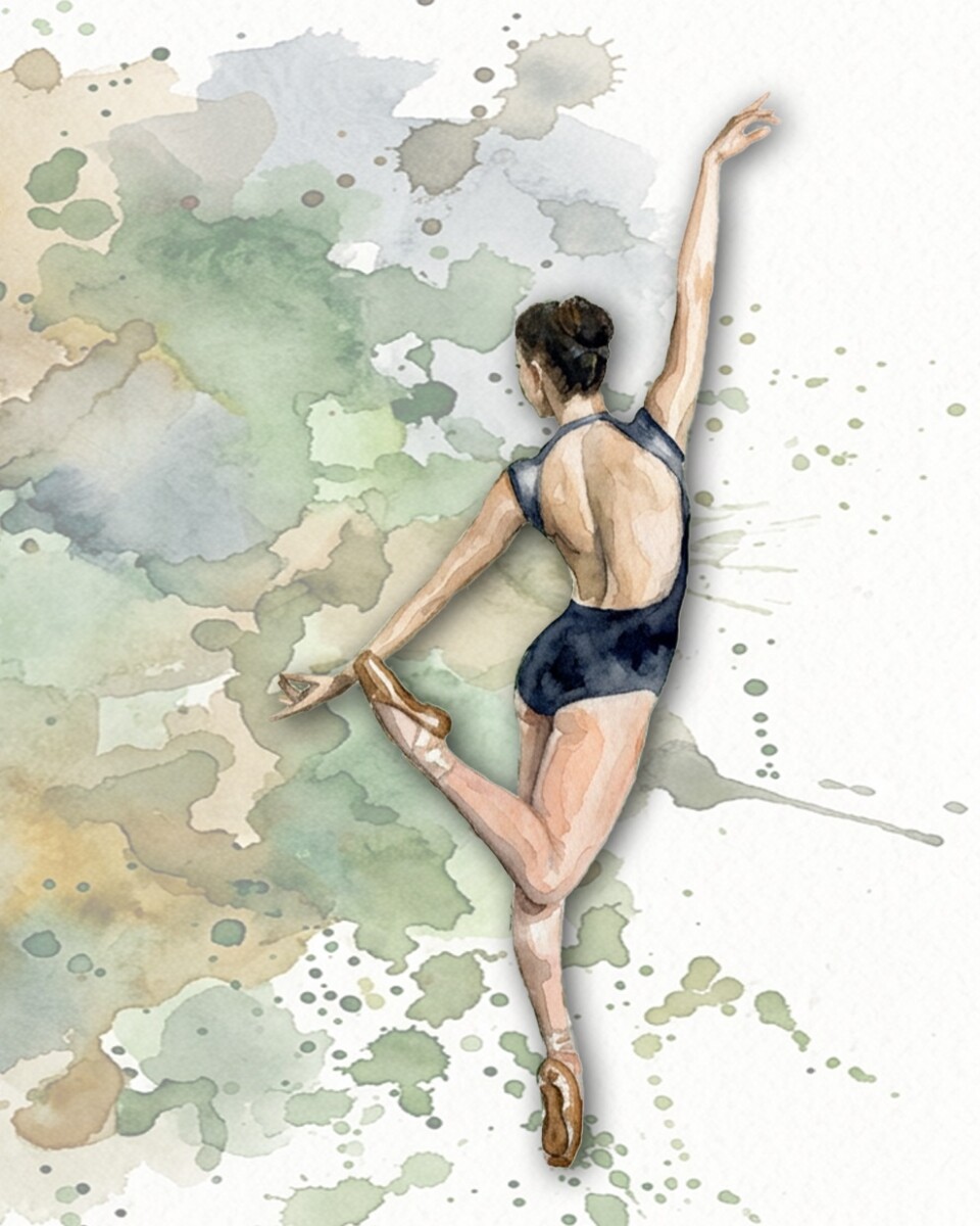 Ballet dancer with paint splatter effect