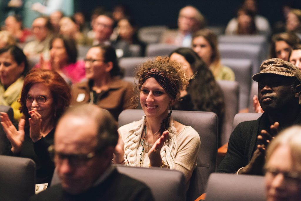 MOPA@SDMA Joan and Irwin Jacobs Theater audience members clapping